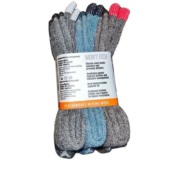 OMNI-WOOL 3-Pack Merino Wool Sz Large Hikers Wicking Arch Support Socks NWT - Picture 3 of 14